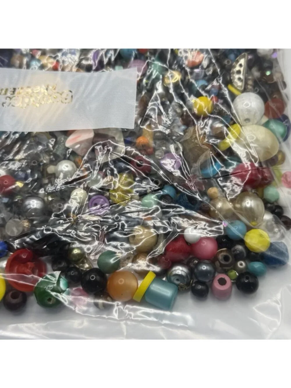 4lb Lot Of Mexed‎ Beads Glass, Metal, Plastic, Clay, Wood